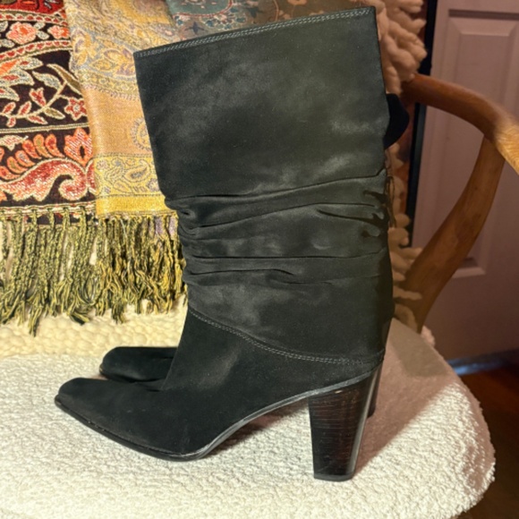 Vintage Stuart Weitzman Saunter Women’s Black Suede Slouchy Boot Pointed Size 8 - Picture 6 of 8